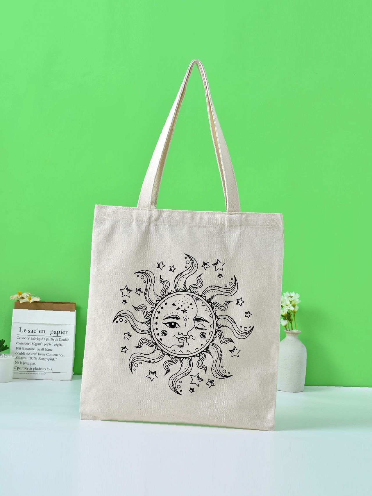 binfenxie - Sun Graphic Shopper Bag  - Women Tote Bags