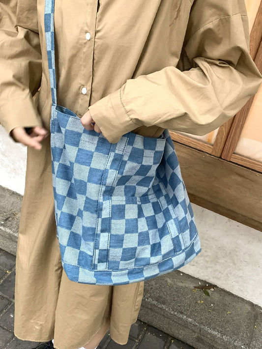 binfenxie - Checkered Graphic Shopper Bag  - Women Tote Bags