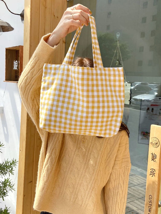 binfenxie - Gingham Tote Bag  - Women Tote Bags