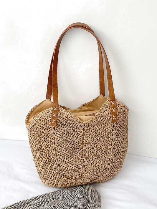 binfenxie - Minimalist Large Capacity Straw Bag  - Women Tote Bags