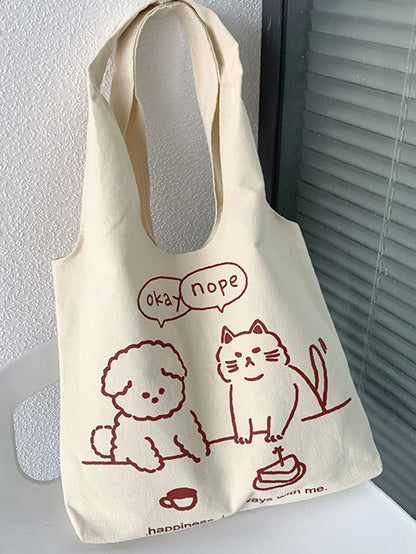 binfenxie - Cartoon Graphic Shopper Bag  - Women Tote Bags