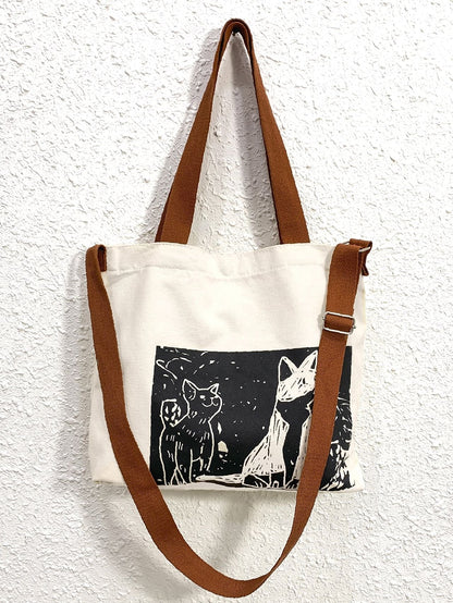 binfenxie - Cartoon Graphic Shopper Bag  - Women Tote Bags