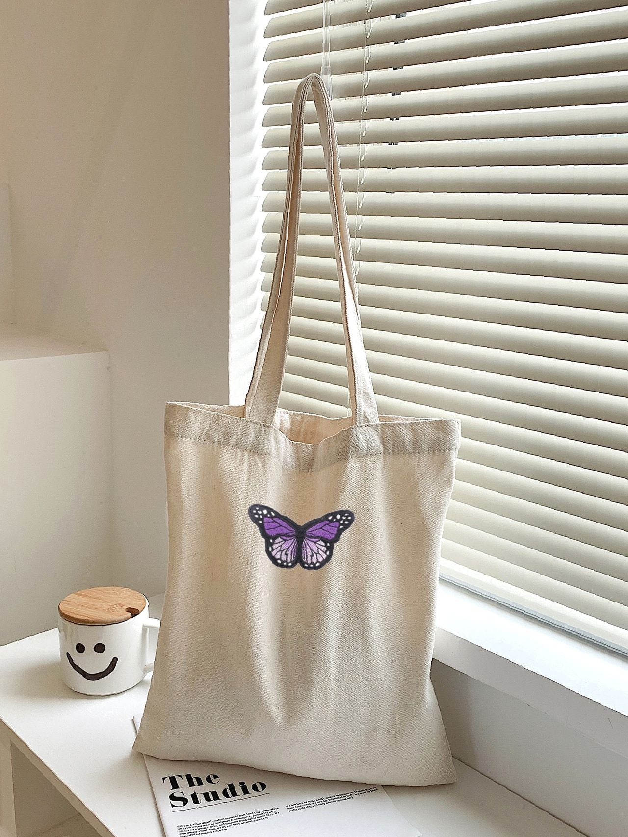 binfenxie - Butterfly Graphic Shopper Bag  - Women Tote Bags