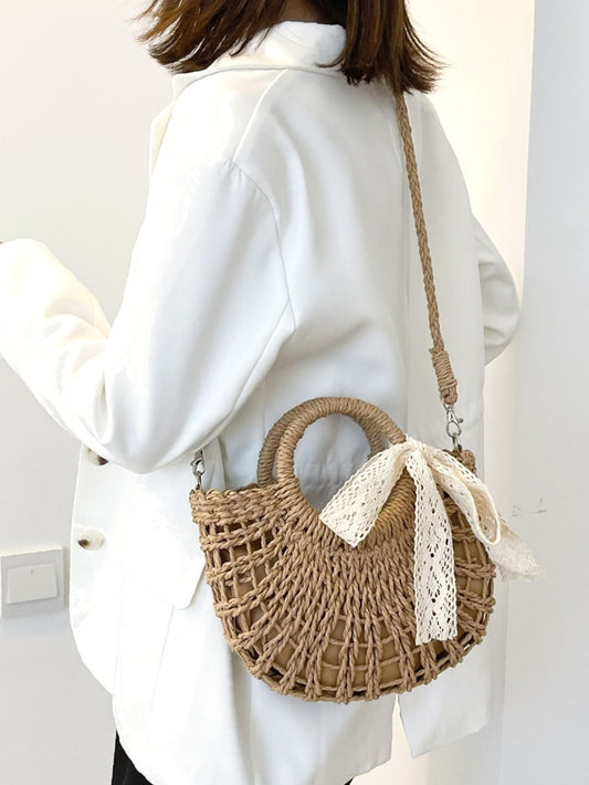 binfenxie - Bow Decor Straw Bag  - Women Tote Bags