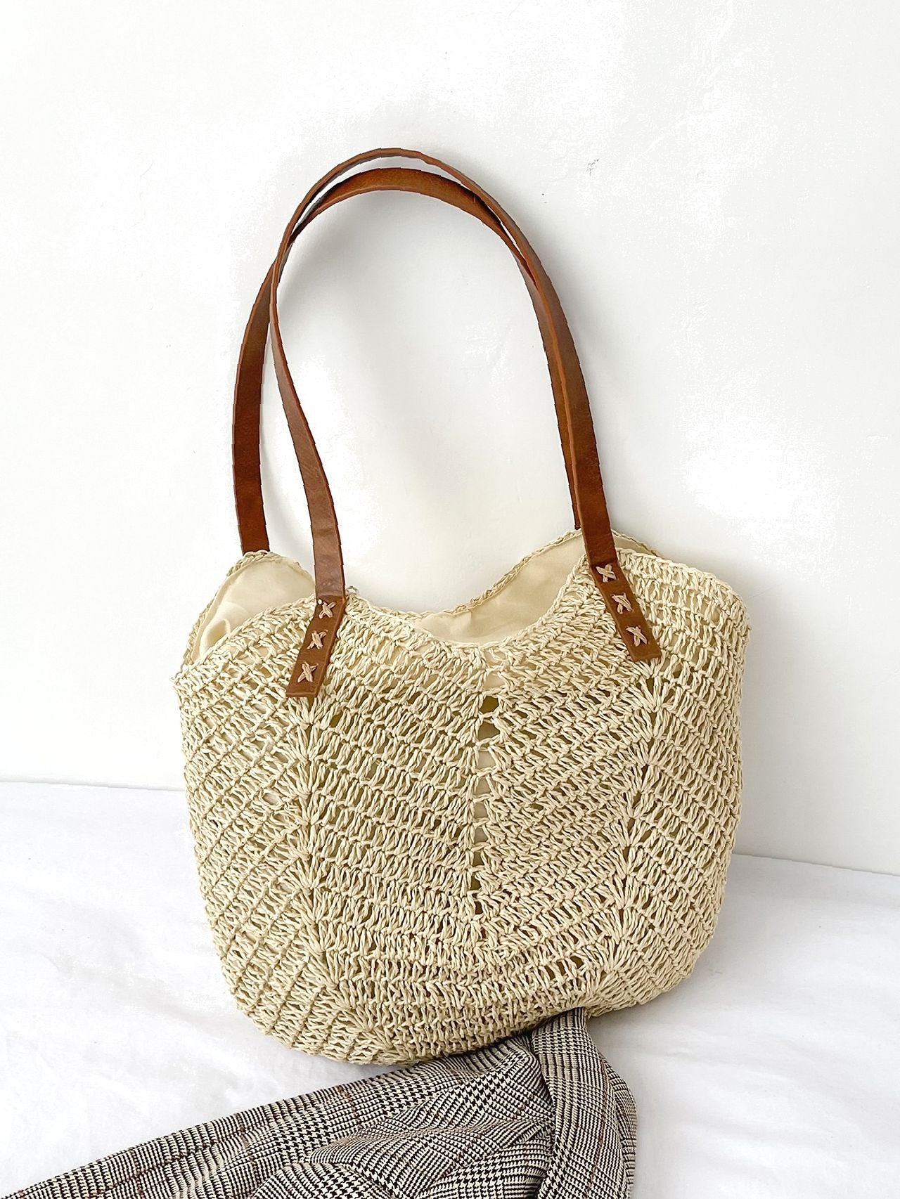 binfenxie - Minimalist Large Capacity Straw Bag  - Women Tote Bags