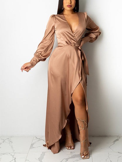 Satin High Low Flowy Maxi Dress