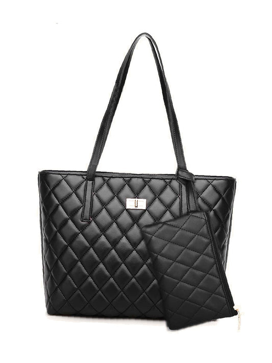 binfenxie - Twist Lock Quilted Tote Bag with Purse  - Women Tote Bags