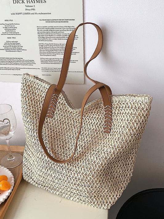 binfenxie - Minimalist Large Capacity Straw Bag  - Women Tote Bags