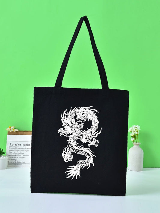 binfenxie - Chinese Dragon Graphic Shopper Bag  - Women Tote Bags