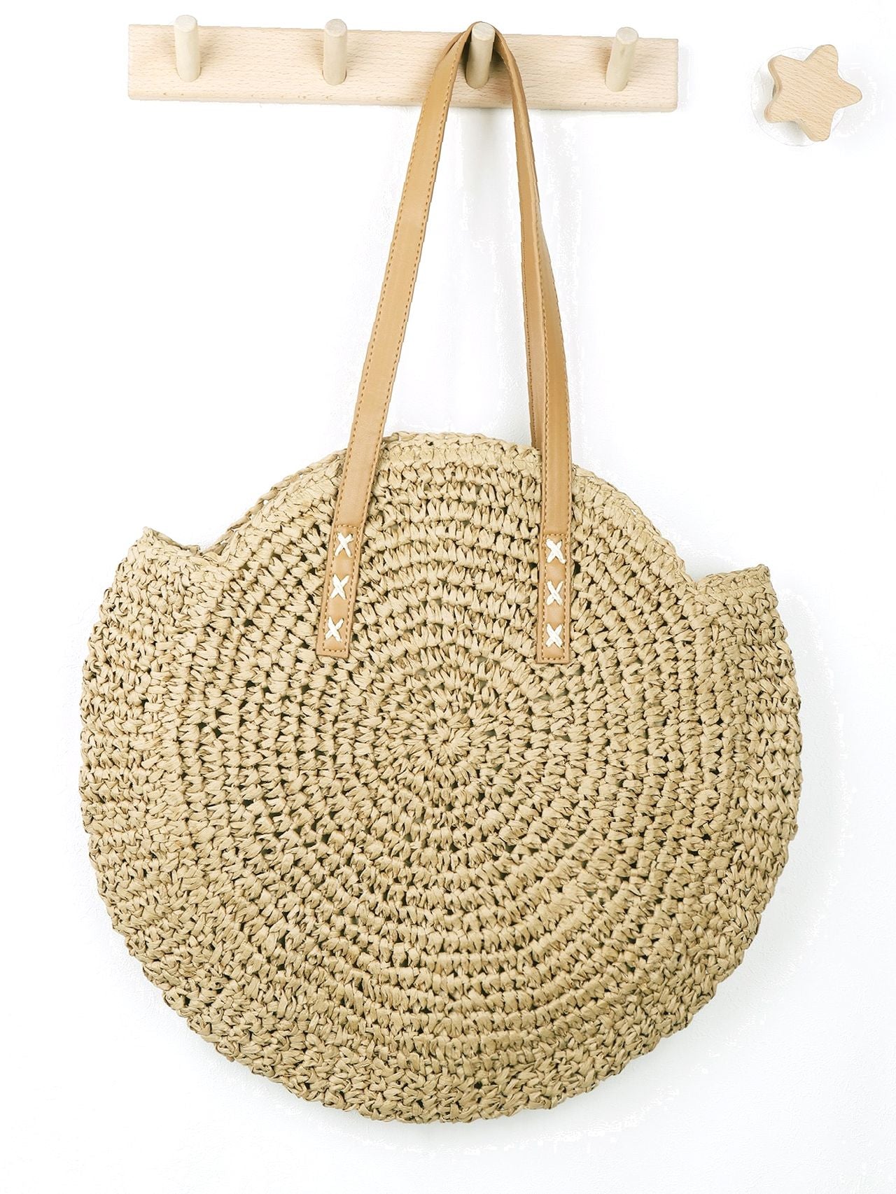 binfenxie - Minimalist Round Straw Bag  - Women Tote Bags