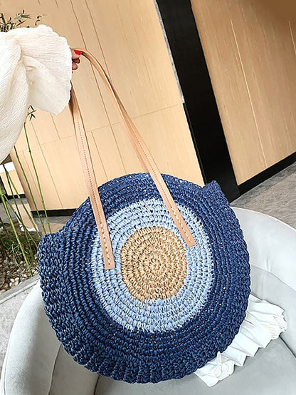 binfenxie - Circle Straw Shoulder Tote Bag  - Women Tote Bags