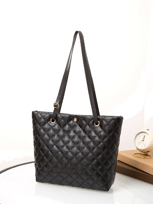 binfenxie - Quilted Pattern Shoulder Tote Bag  - Women Tote Bags