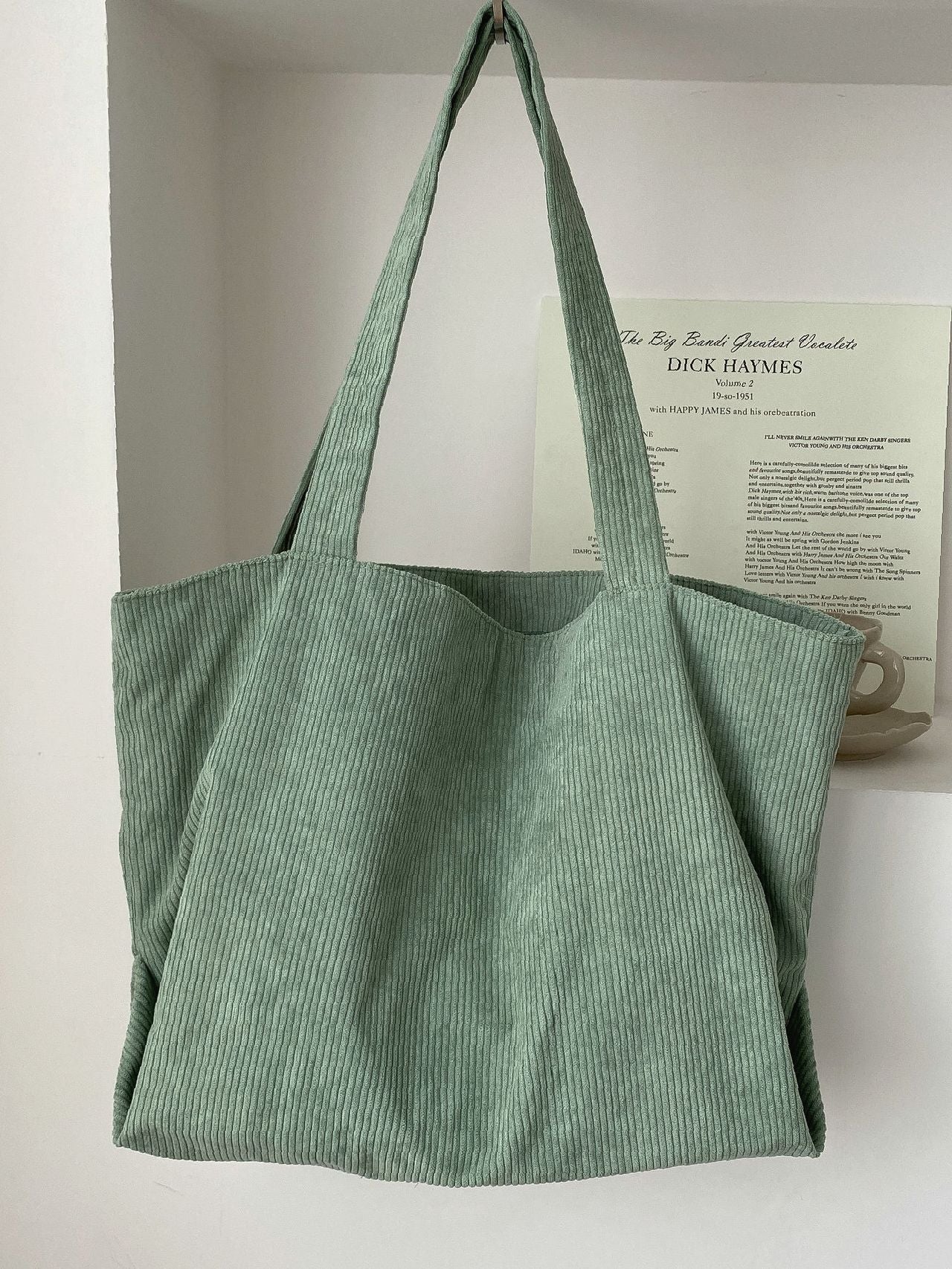 binfenxie - Large Capacity Corduroy Shoulder Tote Bag  - Women Tote Bags