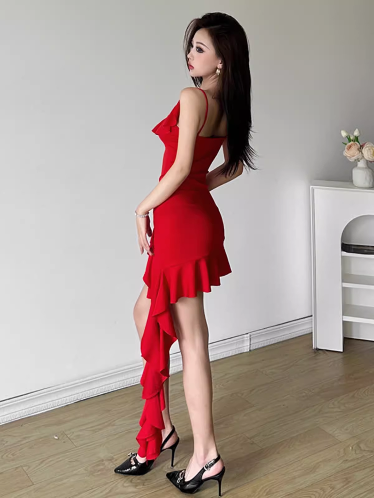 Red Irregular Sexy Short Dress HOT1326