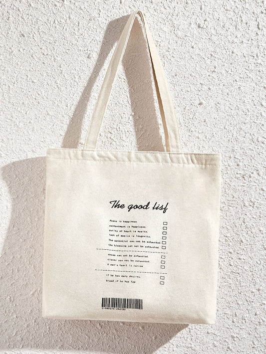 binfenxie - Letter Graphic Shopper Bag  - Women Tote Bags