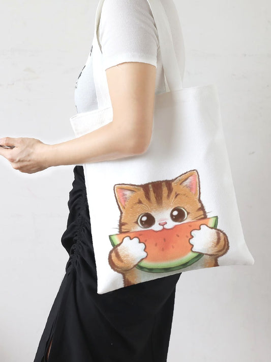 binfenxie - Cartoon Cat Graphic Shopper Bag  - Women Tote Bags