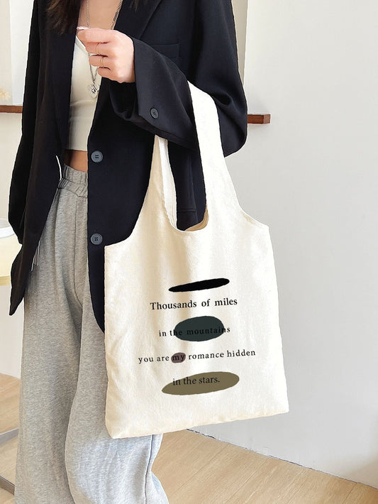 binfenxie - Letter Graphic Shopper Bag  - Women Tote Bags