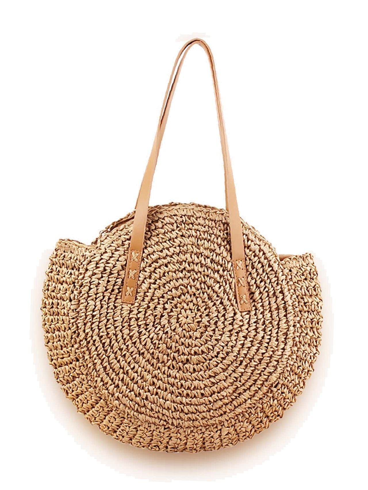 binfenxie - Circle Straw Shoulder Tote Bag  - Women Tote Bags