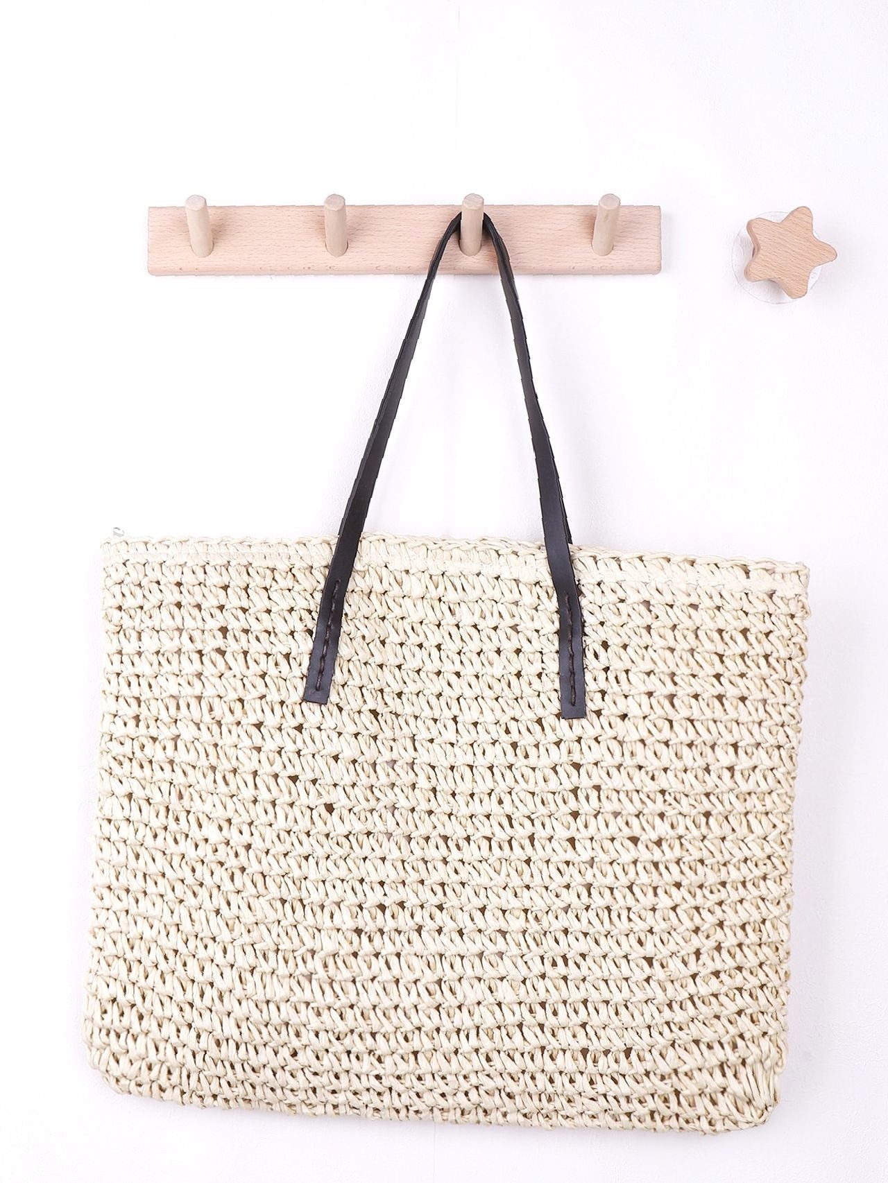 binfenxie - Minimalist Large Capacity Straw Bag  - Women Tote Bags