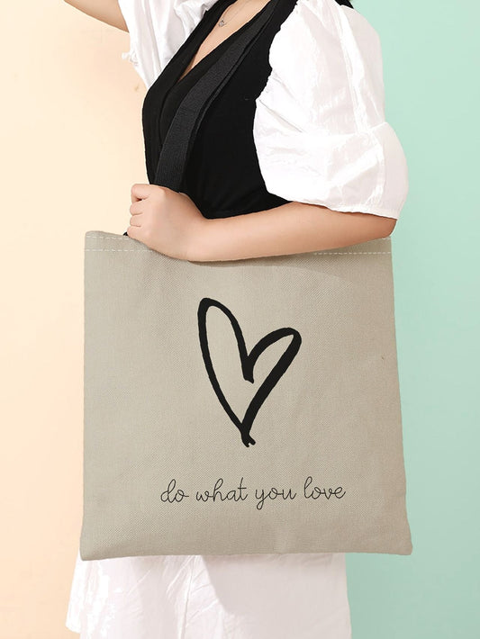 binfenxie - Heart & Letter Graphic Shopper Bag  - Women Tote Bags