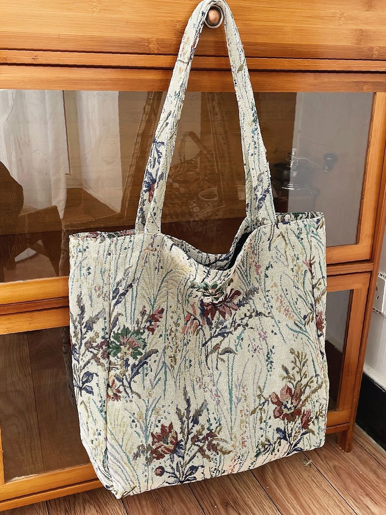 binfenxie - Floral Graphic Large Capacity Shopper Bag  - Women Tote Bags