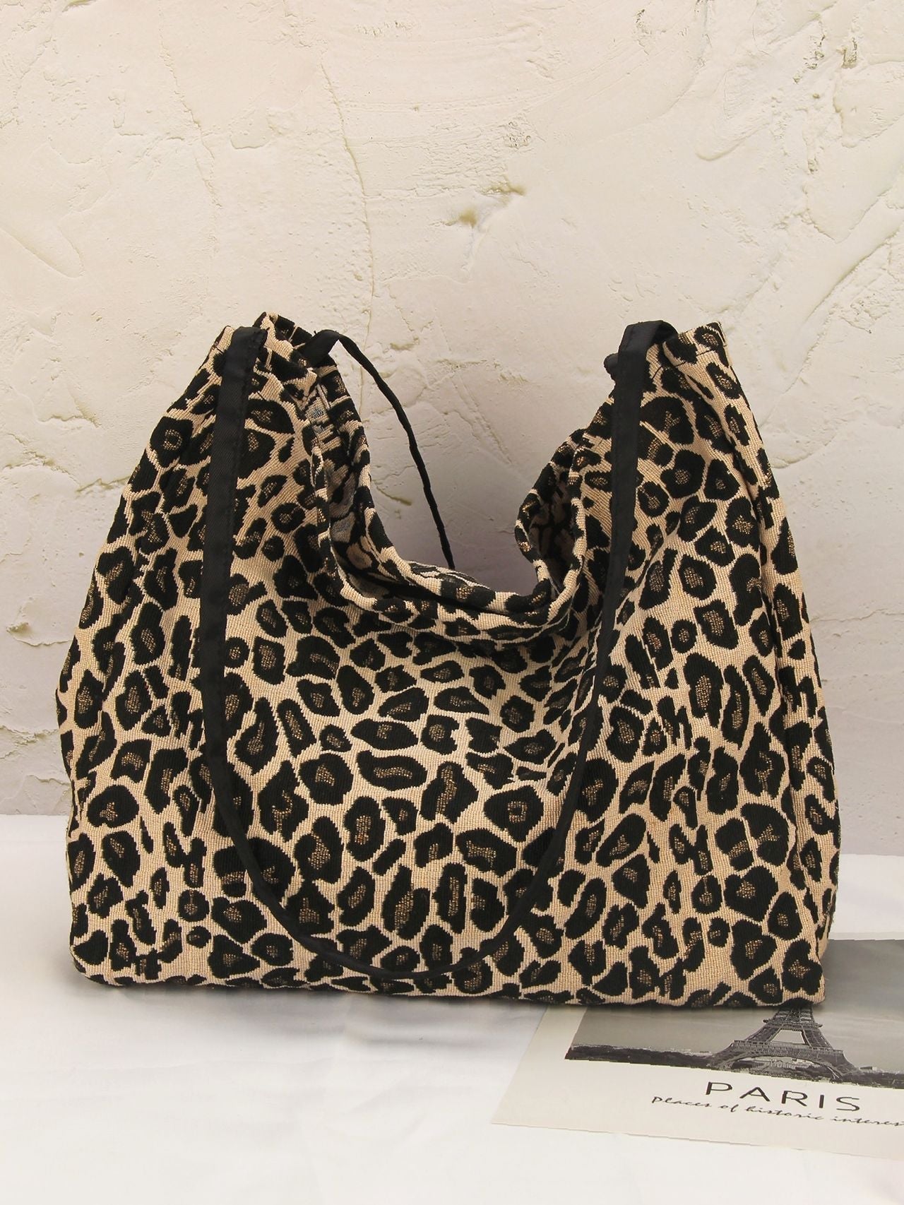 binfenxie - Leopard Print Large Capacity Shoulder Tote Bag  - Women Tote Bags