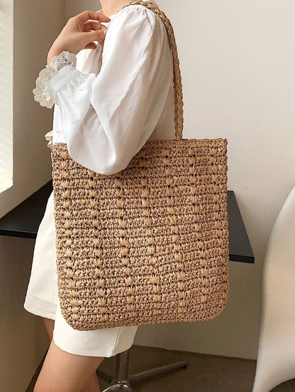 binfenxie - Minimalist Straw Tote Bag  - Women Tote Bags