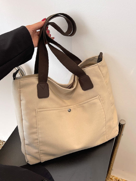 binfenxie - Minimalist Snap Button Shopper Bag  - Women Tote Bags