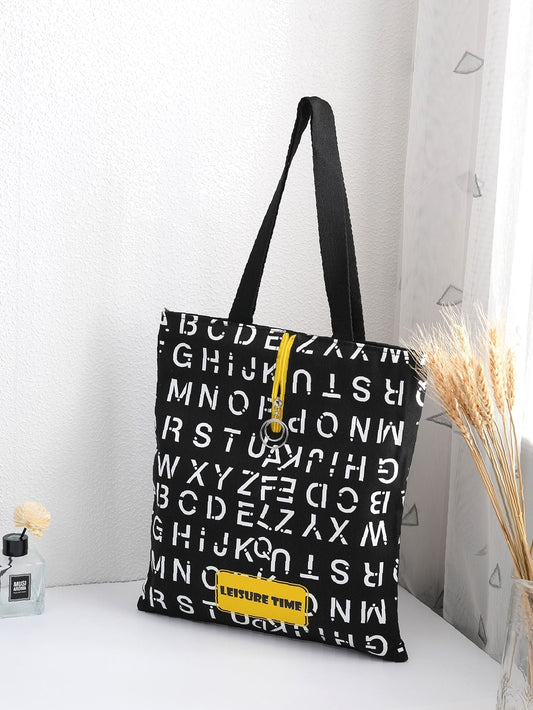 binfenxie - Letter Graphic Shoulder Tote Bag  - Women Tote Bags