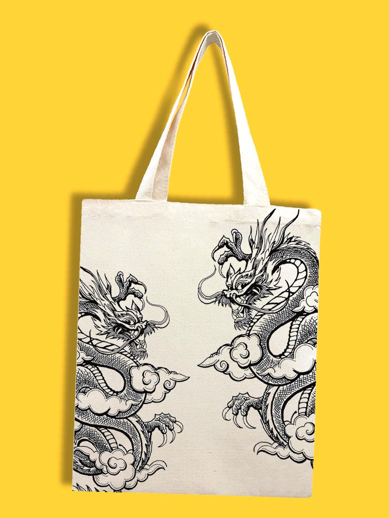 binfenxie - Chinese Dragon Graphic Shopper Bag  - Women Tote Bags