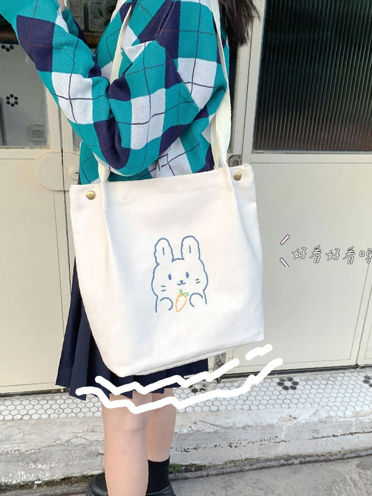 binfenxie - Cartoon Rabbit Graphic Shopper Bag  - Women Tote Bags