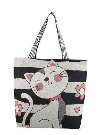 binfenxie - Cartoon Cat Pattern Tote Bag  - Women Tote Bags