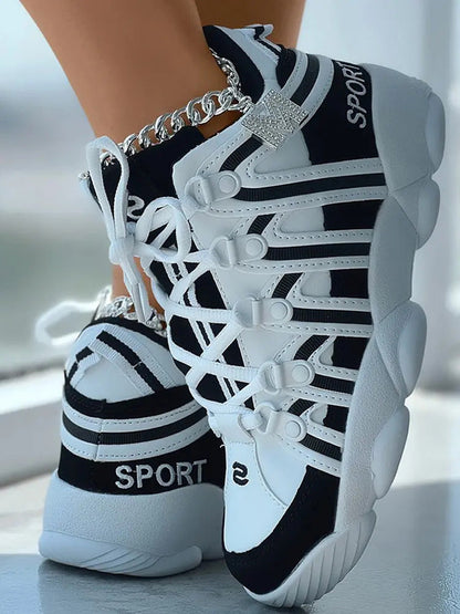 Lace-up Striped Sneakers