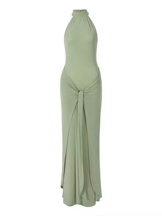 Green Sleeveless Long Dress  HOT1381