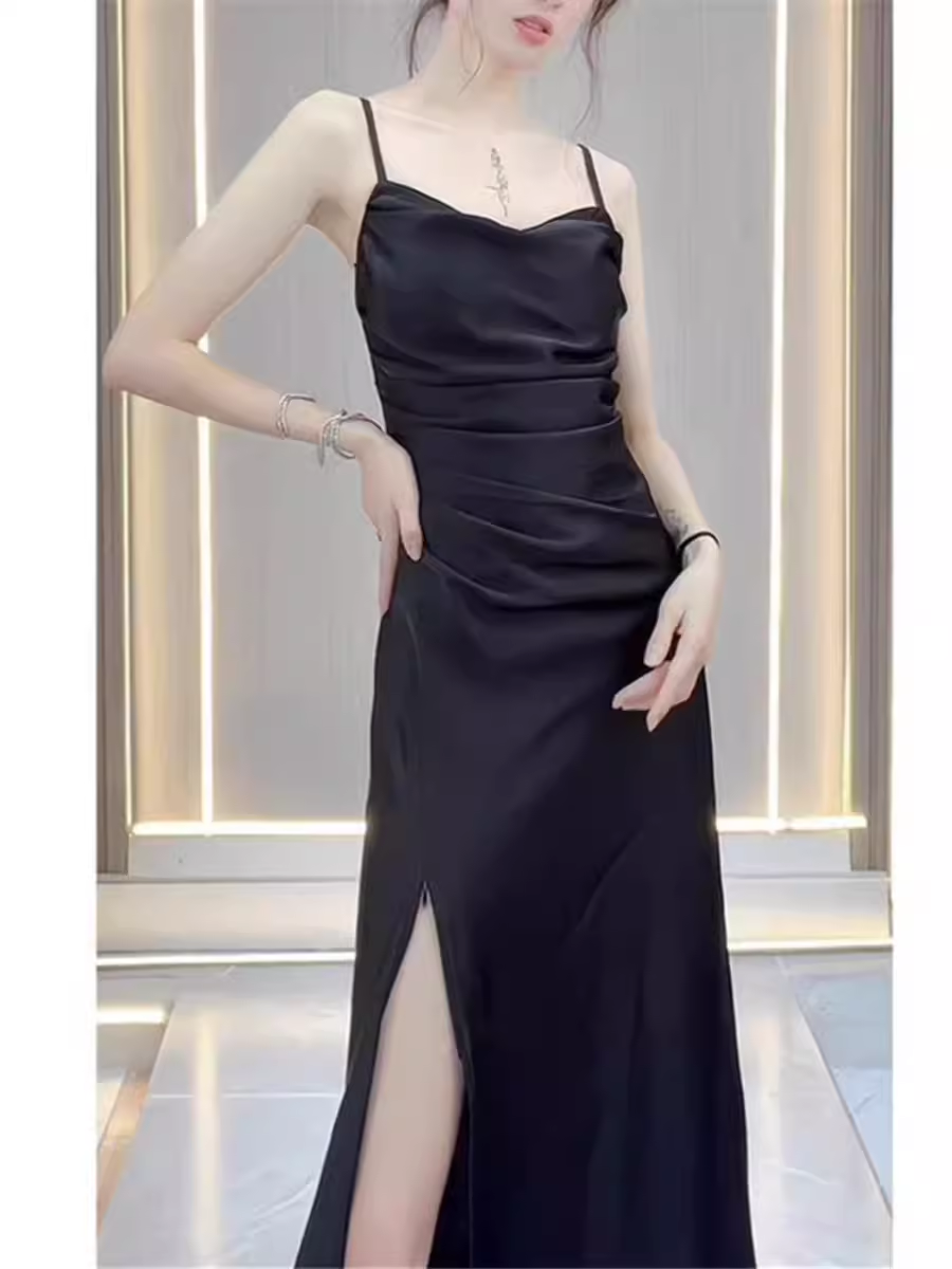 Sexy Black Spaghetti Straps Dress  HOT1485