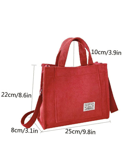 binfenxie - Letter Patch Top Handle Shopper Bag  - Women Tote Bags