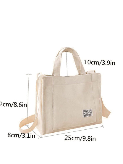 binfenxie - Letter Patch Top Handle Shopper Bag  - Women Tote Bags