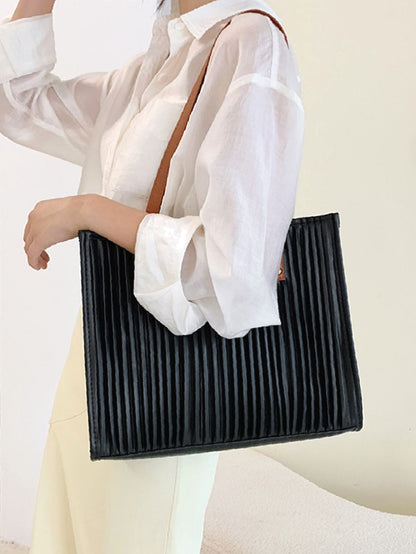 binfenxie - Vertical Striped Shoulder Tote Bag  - Women Tote Bags