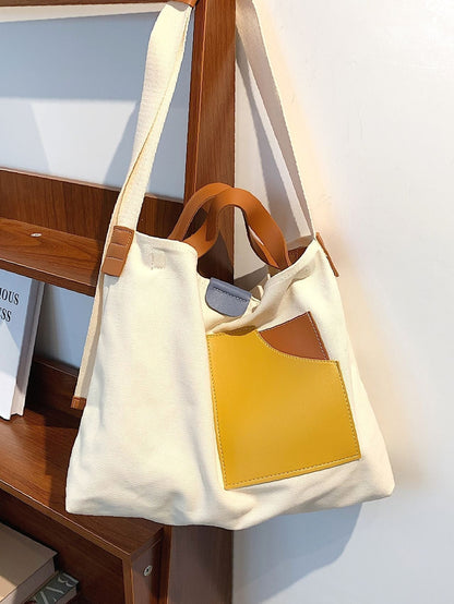 binfenxie - Colorblock Top Handle Bag  - Women Tote Bags