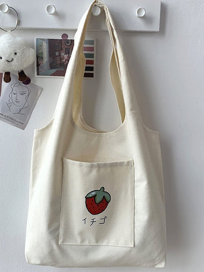 binfenxie - Strawberry Pattern Tote Bag  - Women Tote Bags