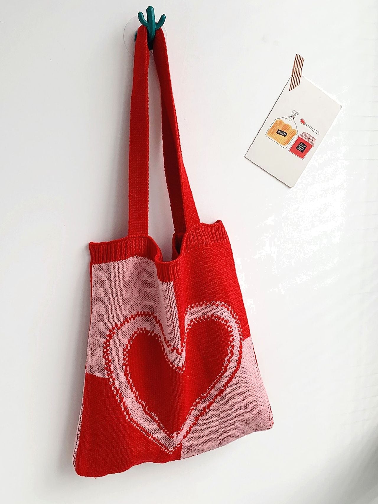 binfenxie - Heart Graphic Crochet Tote Bag  - Women Tote Bags