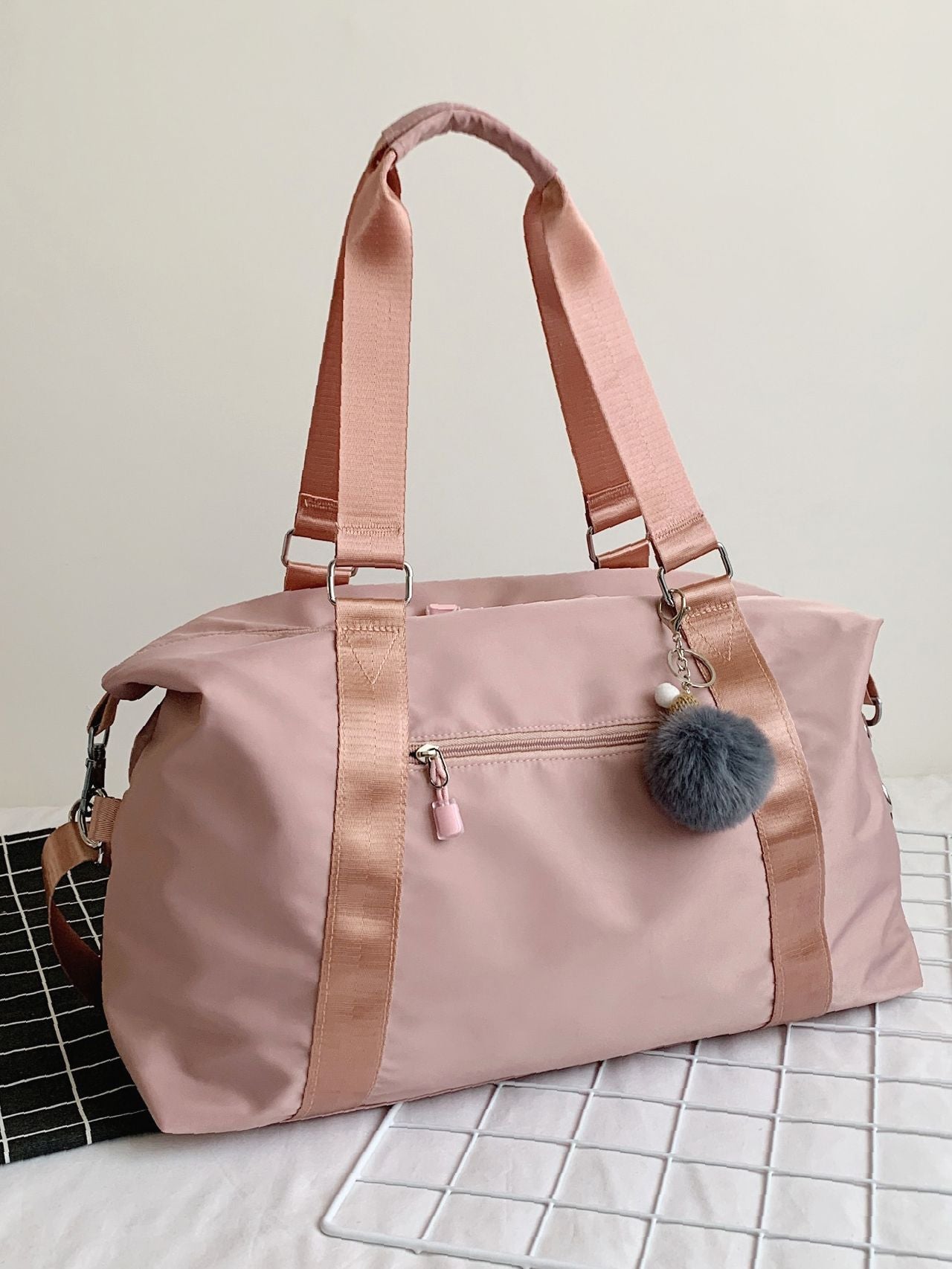 binfenxie - Pom Pom Decor Large Capacity Duffel Bag  - Women Tote Bags