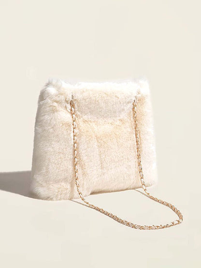 binfenxie - Fluffy Chain Shoulder Tote Bag  - Women Tote Bags