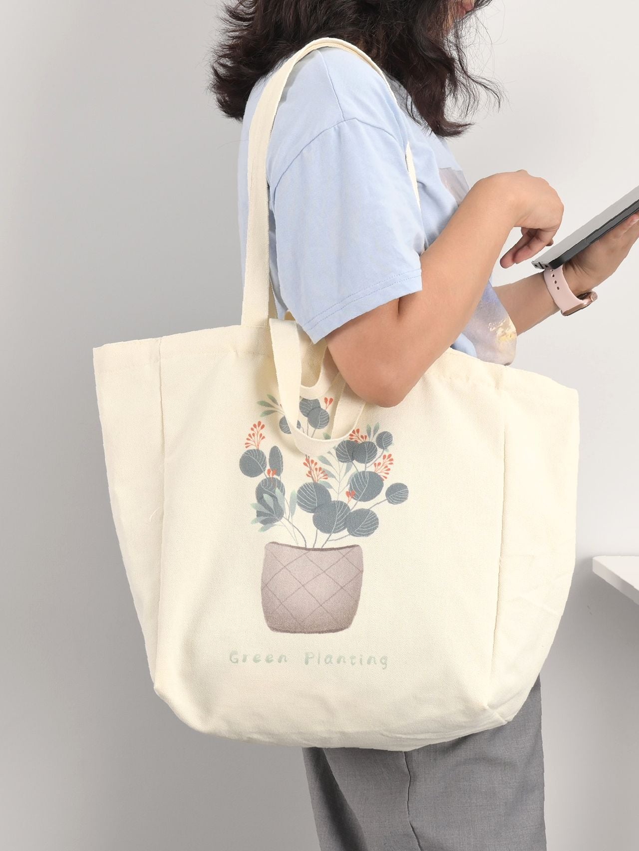 binfenxie - Floral Graphic Shopper Bag  - Women Tote Bags