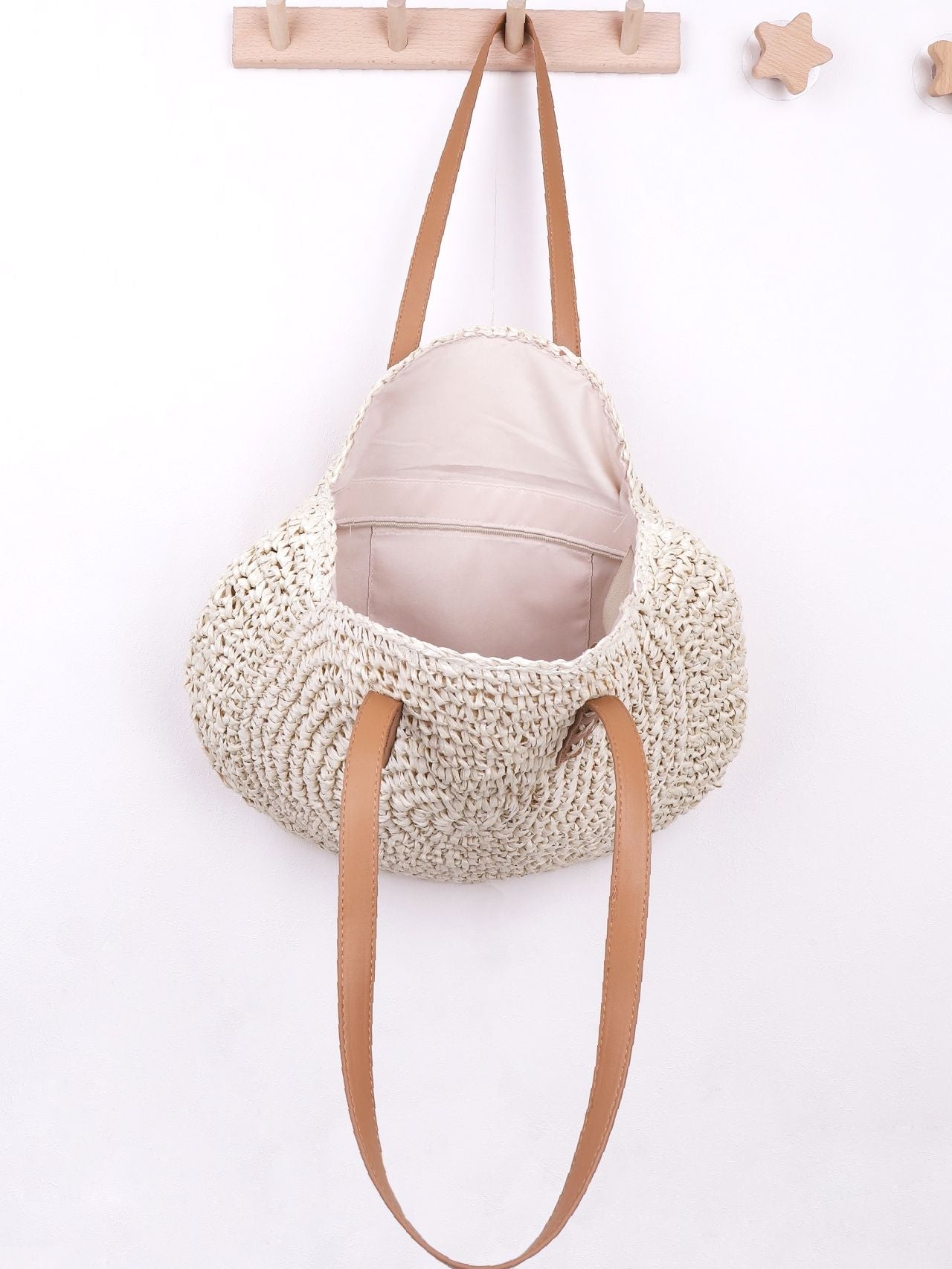 binfenxie - Minimalist Round Straw Bag  - Women Tote Bags