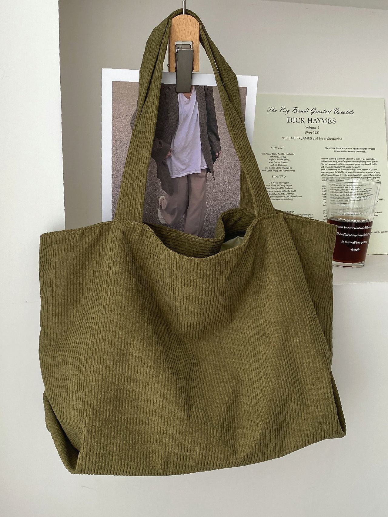 binfenxie - Large Capacity Corduroy Shoulder Tote Bag  - Women Tote Bags