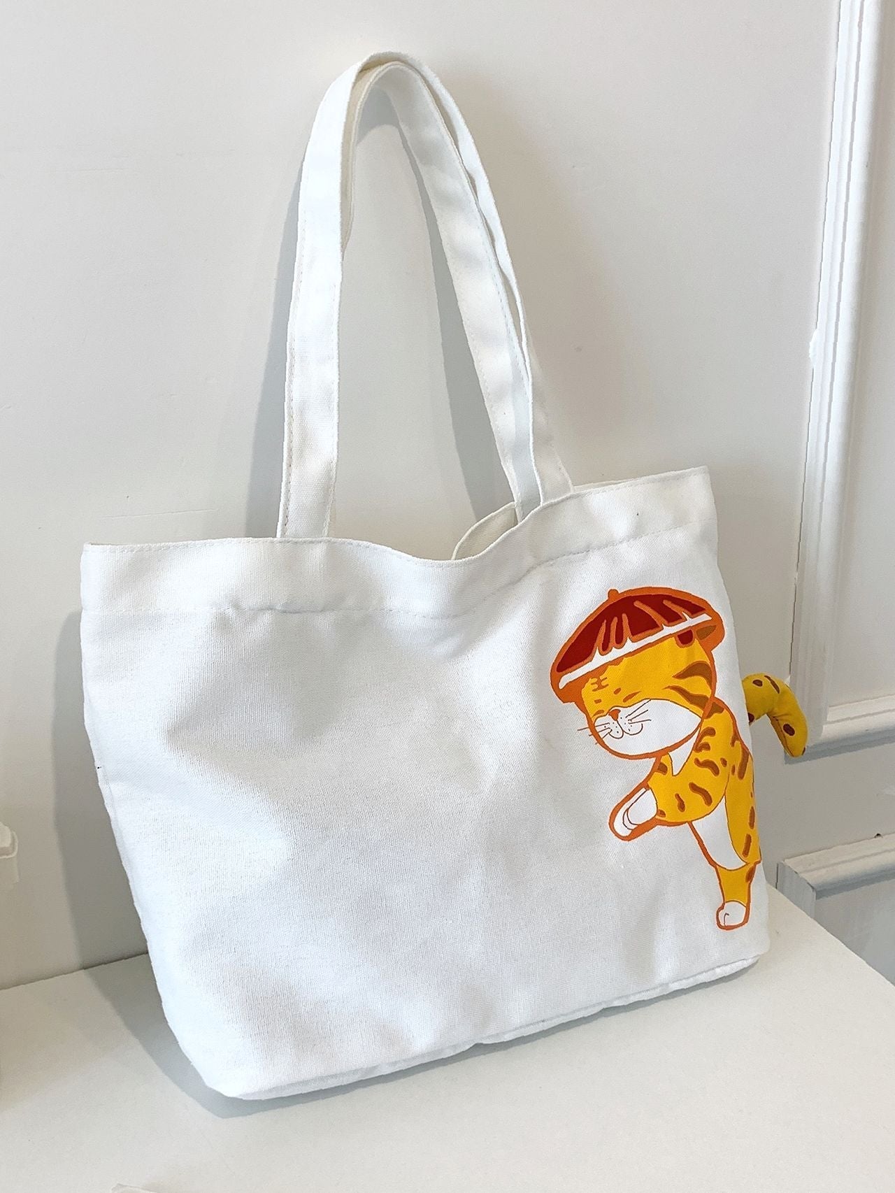 binfenxie - Cartoon Graphic Zipper Shopper Bag  - Women Tote Bags