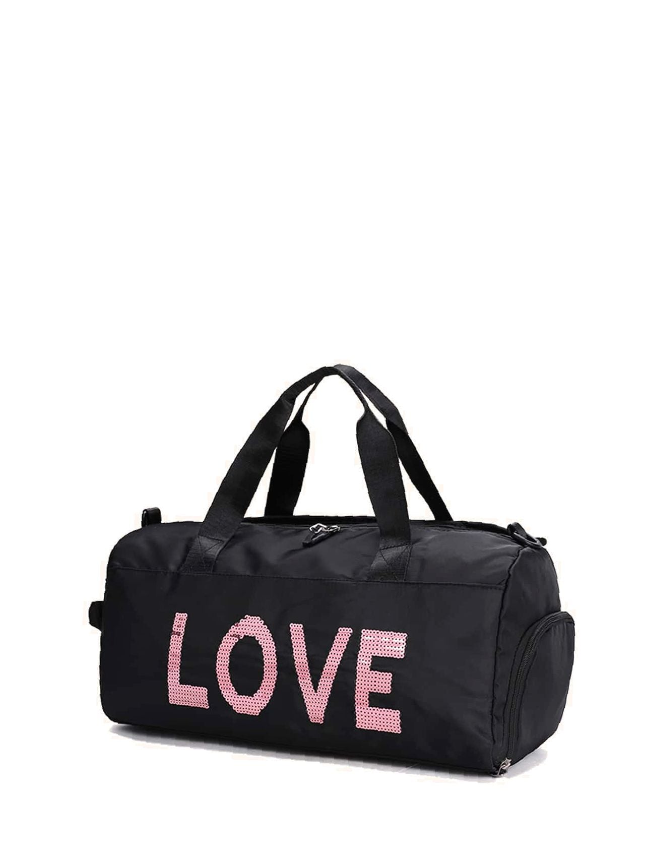 binfenxie - Sequin Letter Decor Duffel Bag  - Women Tote Bags