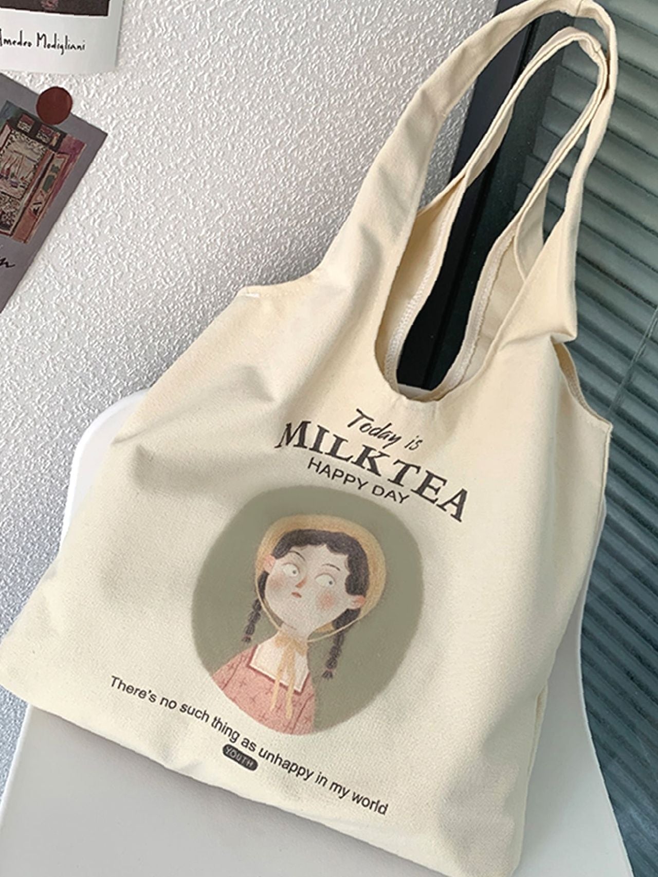 binfenxie - Cartoon & Letter Graphic Shoulder Tote Bag  - Women Tote Bags