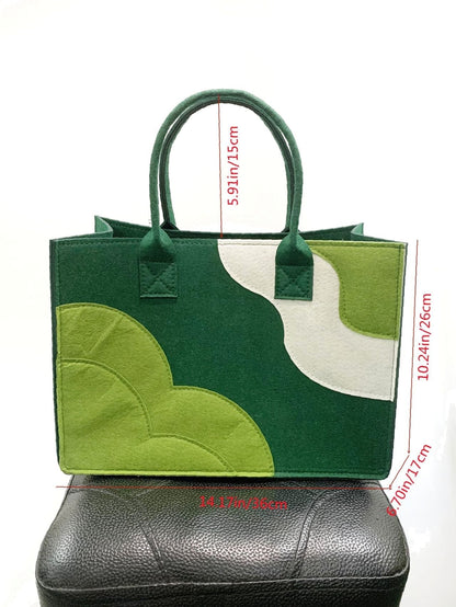 binfenxie - Color Block Top Handle Bag  - Women Tote Bags